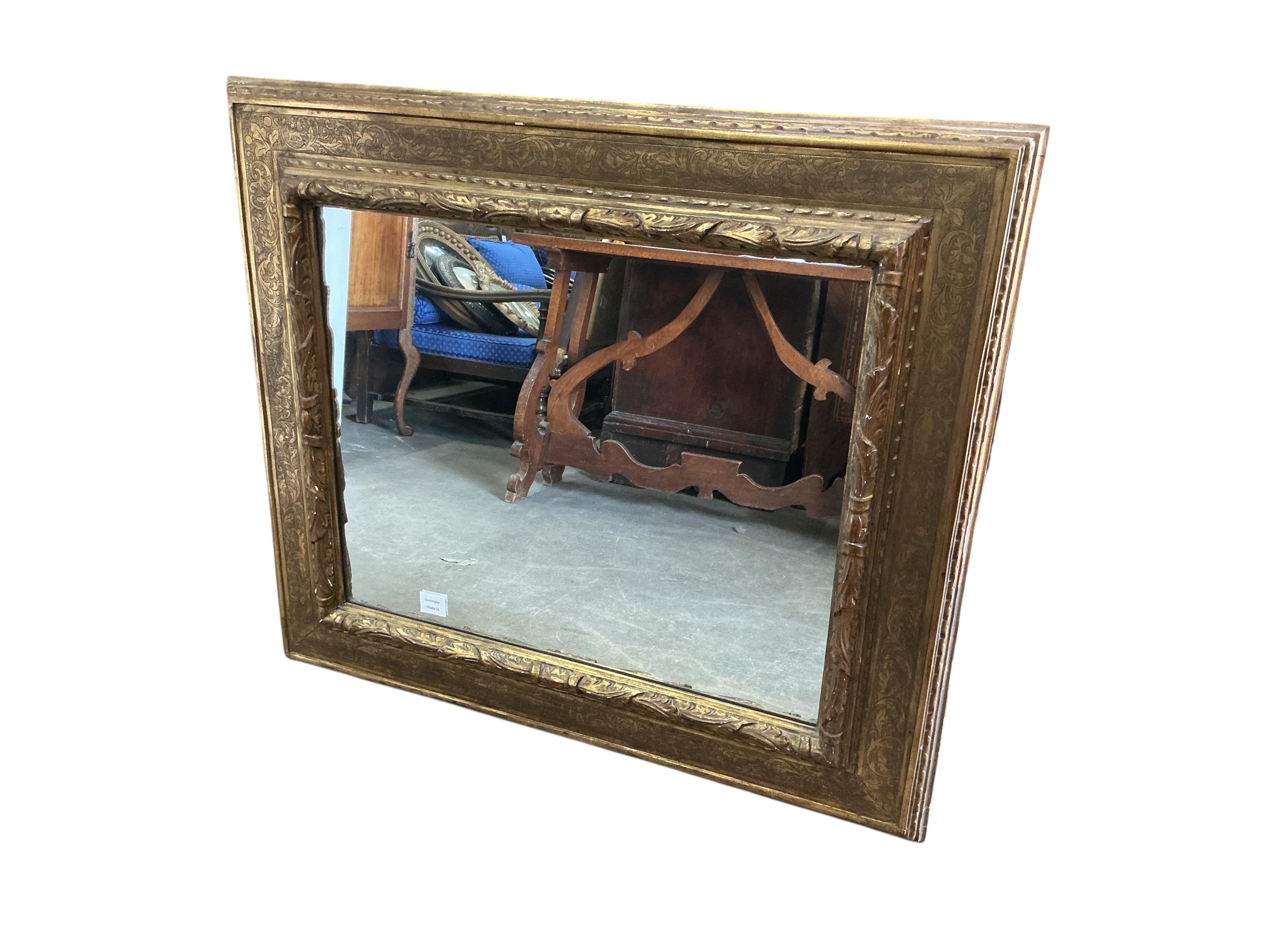 A Victorian style rectangular giltwood and composition wall mirror, width 97cm, height 84cm